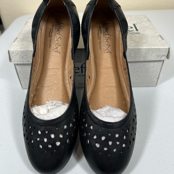 New Josef Seibel black flat distressed leather look 38 - Picture 1 of 5